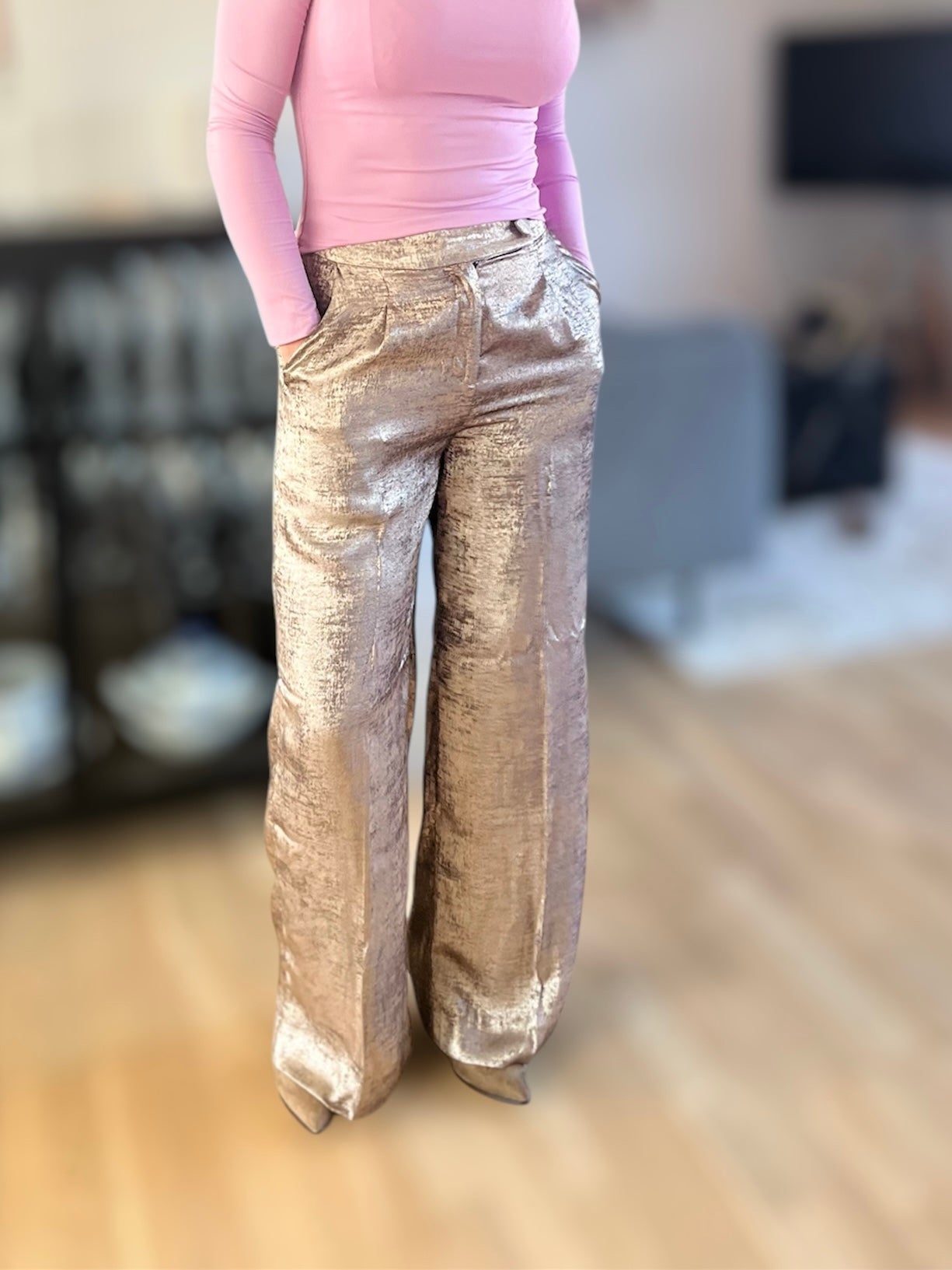 BYDALONA PANTS - METAL LOOK