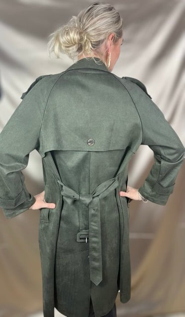 Elegant Suede trenchcoat med taljebælte