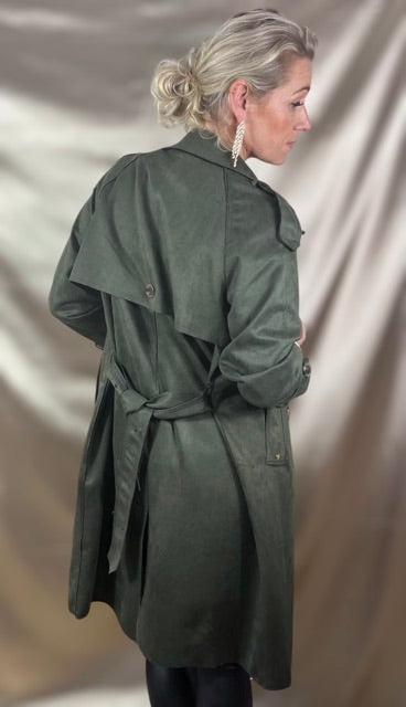 Elegant Suede trenchcoat med taljebælte